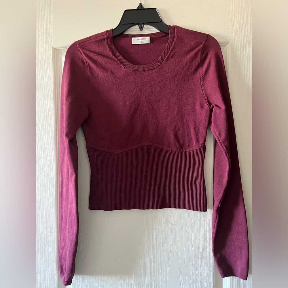 Aritzia Burgundy Long Sleeve Blouse